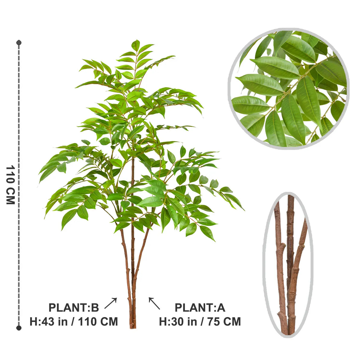Artificial plants large fake branches for outdoor interior decoration - CZ-296-75110 / 1 piece