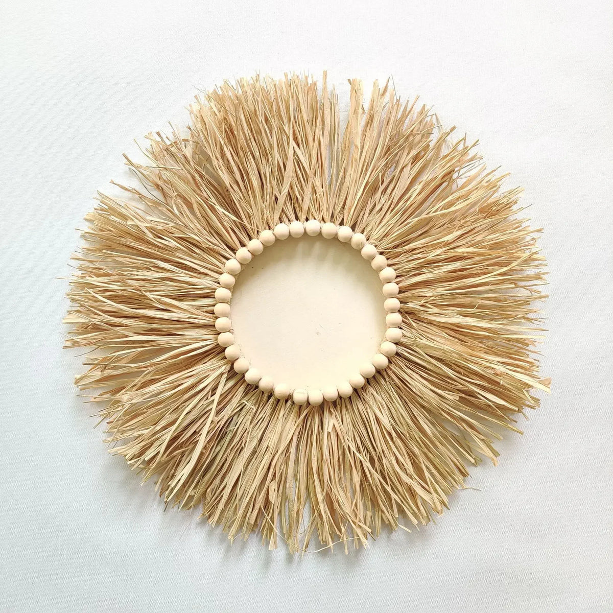Bohemian decorative mirror in romantic woven straw for wedding - 45CM