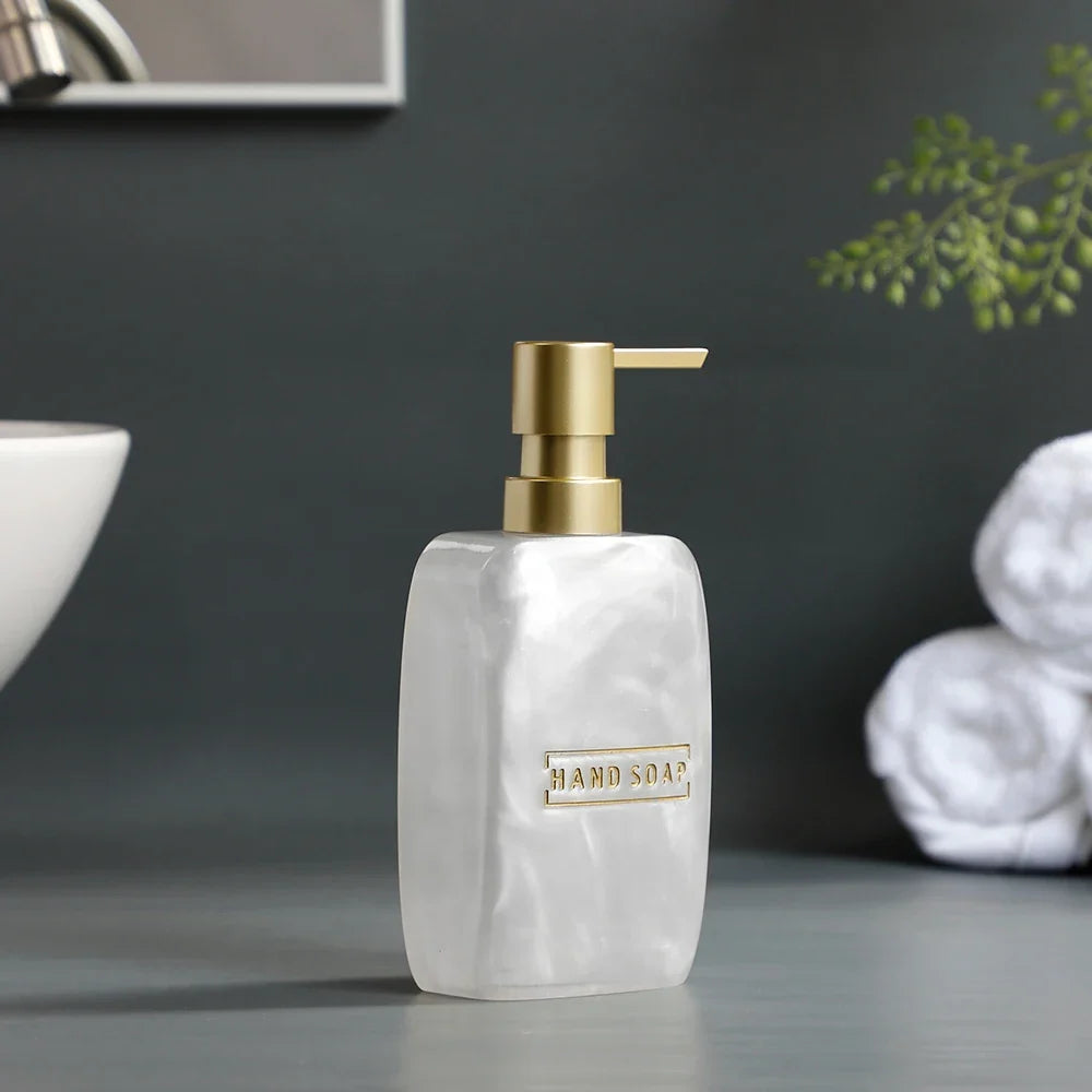 Bathroom Accessories White Pearl Look Bathroom Vanity Countertop Accessory Set,Soap Dispenser,Toothbrush Holder Set,Tray - view 5