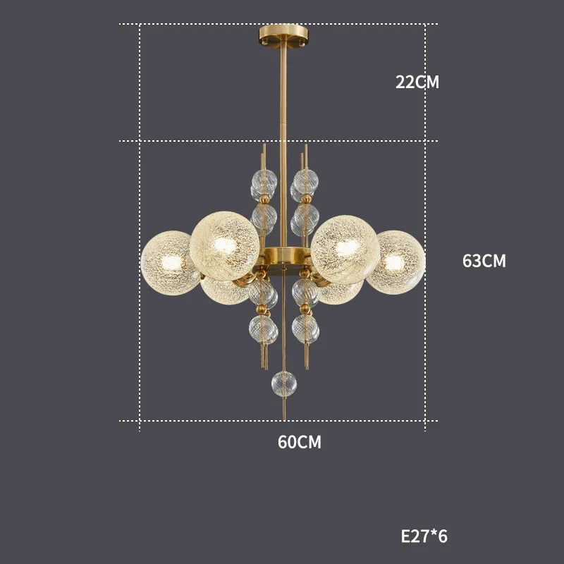 Classic chrome gold-plated bubble chandelier 2024 for modern lighting - Warm light / 60cm / Black frame
