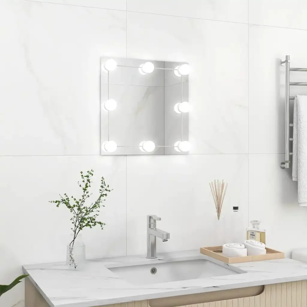 Square wall mirror with led lights for interior decoration - view 7