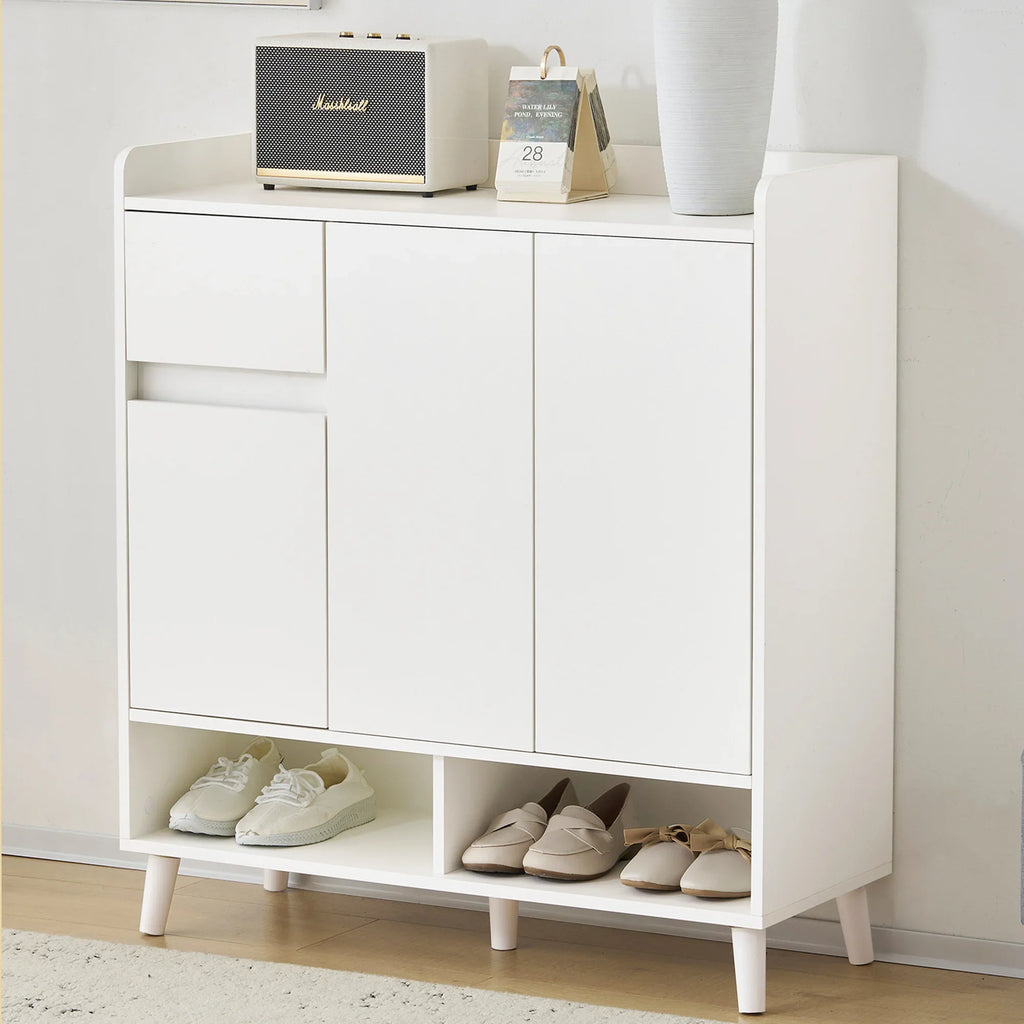 Minimalist storage cabinet with adjustable shelves and wooden feet - view 5
