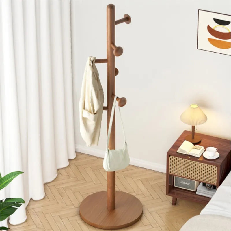 X&D Solid Wood Coat Rack, Floor Hanging Clothes Rack Simple Modern Bag Rack Bedroom Household Single Pole Vertical Drying Rack - view 6