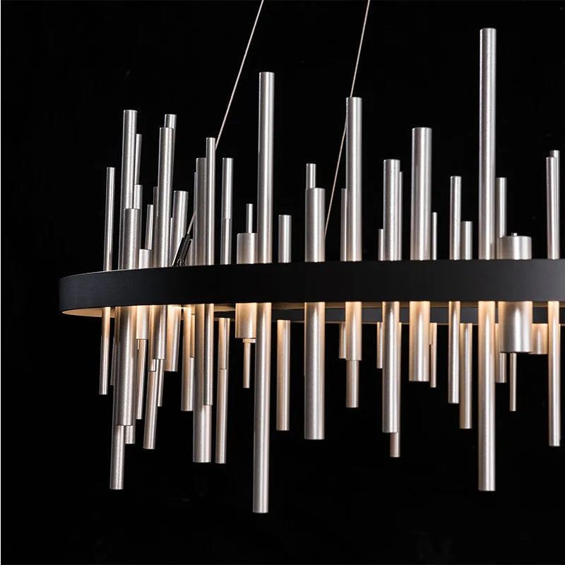 Minimalist chandelier in stainless steel black modern design - view 9