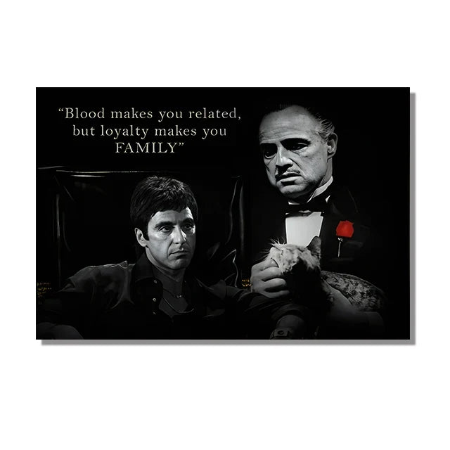 Black and White Movie Scarface and Godfather Canvas Painting Tony Montana , Don Vito Corleone Quotes Posters Pictures Home decor - A / 20x30cm no frame