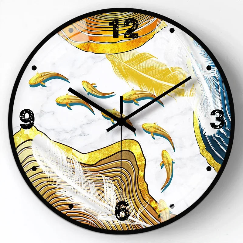 Glass wall clock design modern Chinese style creative and silent - Style1 / 8 pouces