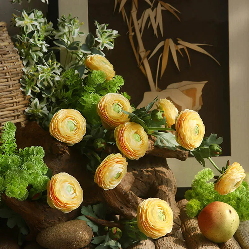 Gold button heads artificial silk flowers wedding decoration - view 3