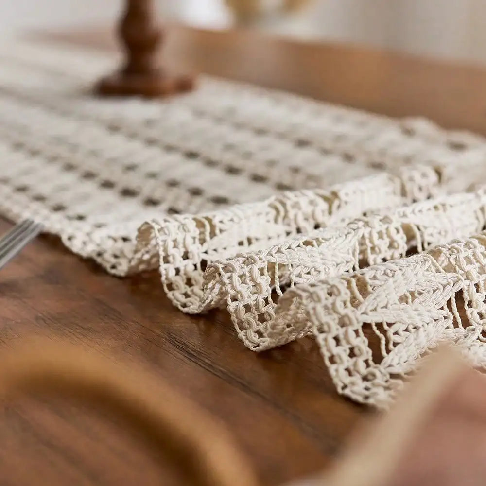 Bohemian table runner beige with decorative pumpkins - view 6