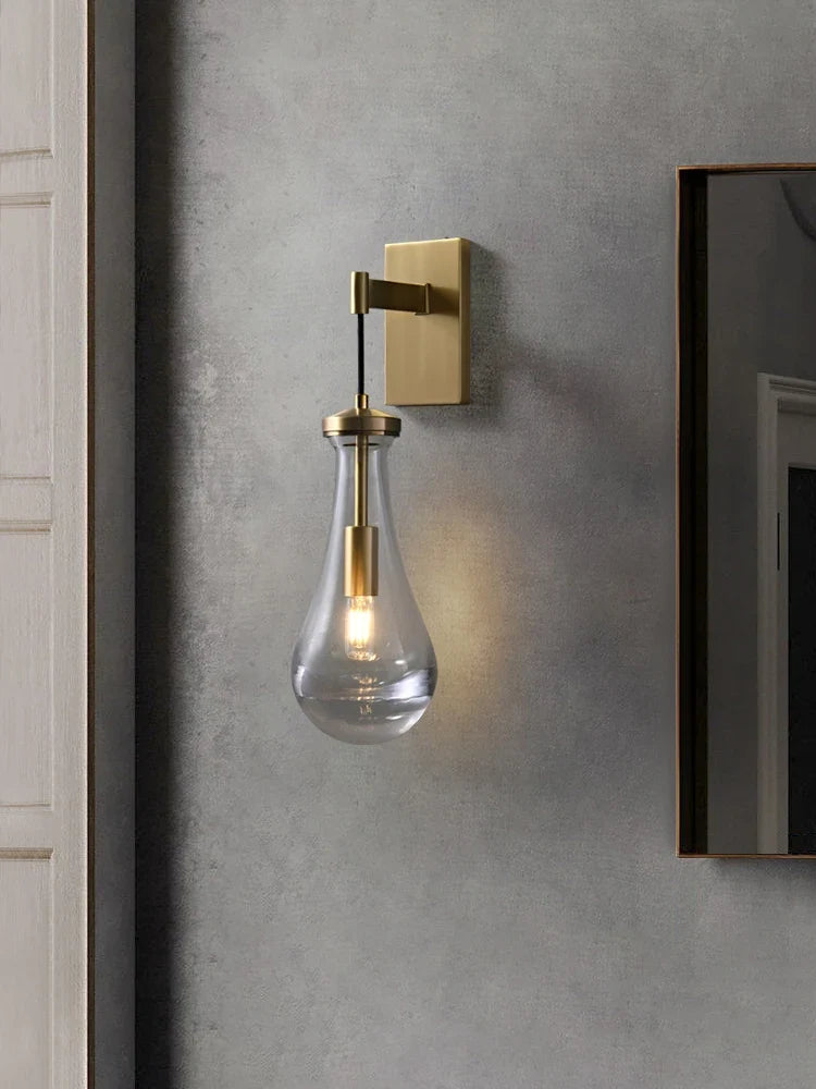 Copper wall sconce in the shape of a water drop creative design - view 3