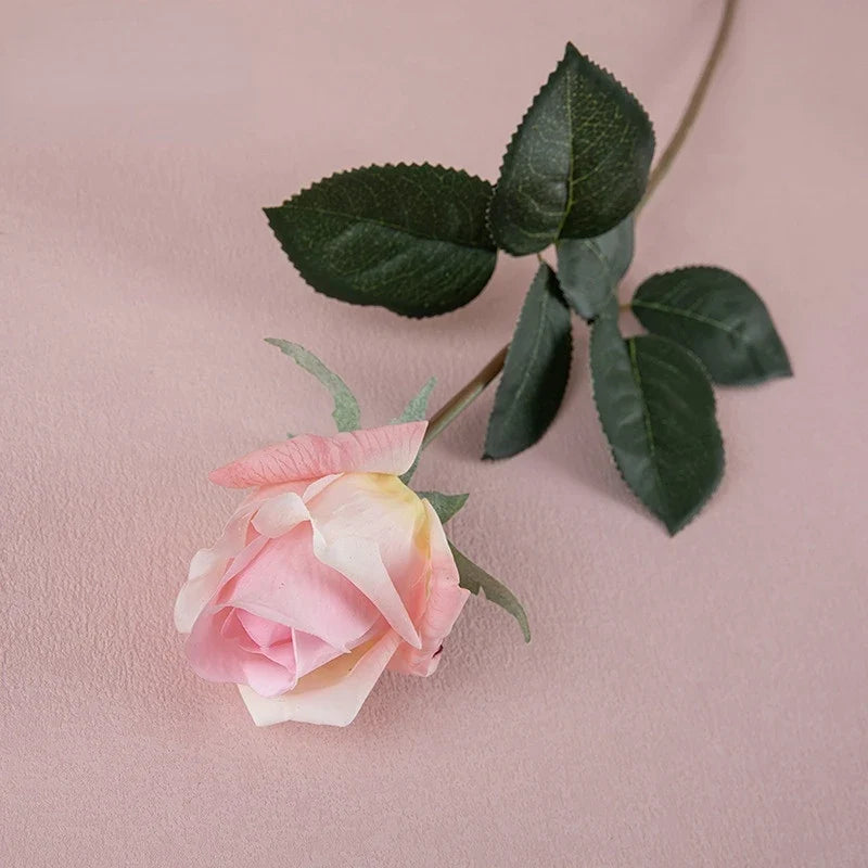 Rose branch in touch latex realistic decoration for bar and restaurant - Light Pink