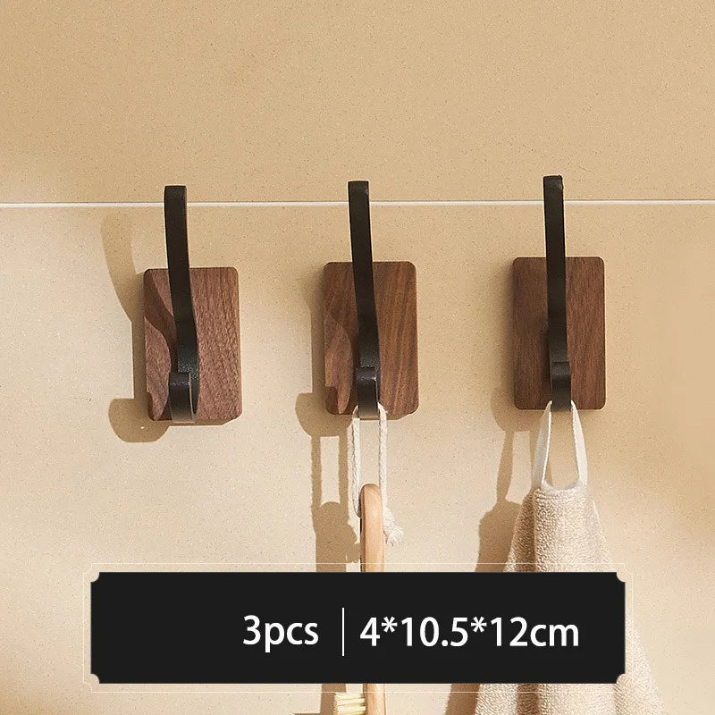 Solid wood wall hooks for clothing and accessories - C-3PCS