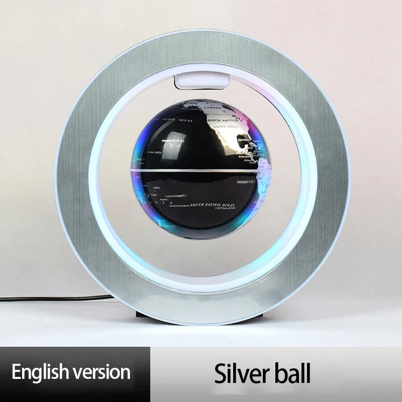 Magnetic invitation globe decoration living room black technology new high-end decorative gifts with hand gifts, - Silver