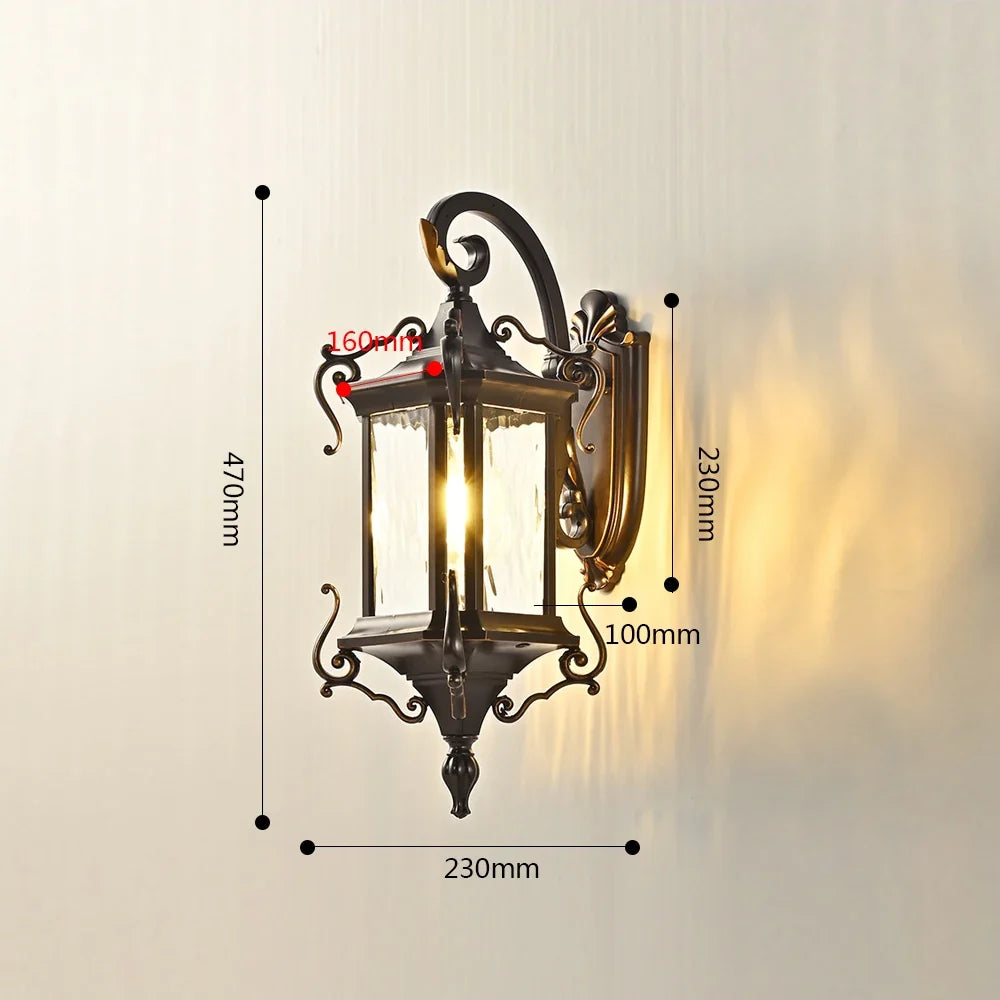 Outdoor retro wall sconce for garden lighting and patio - 470 mm 1 / Hot light 12 W