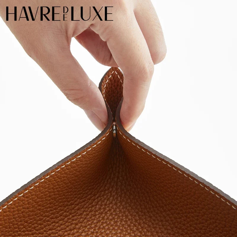 Folding leather storage tray for various objects - view 4