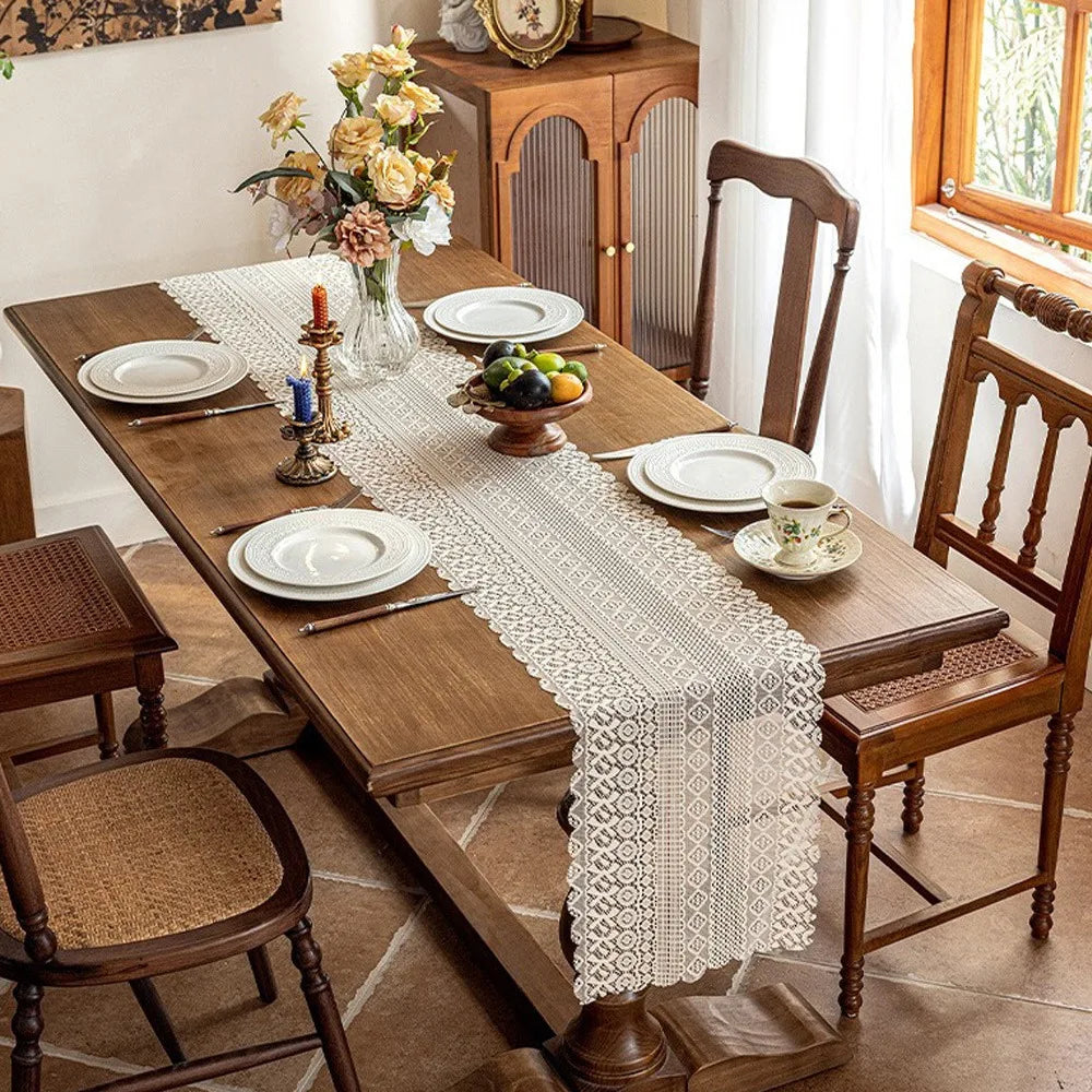 Lace table runner openwork vintage style romantic - view 3