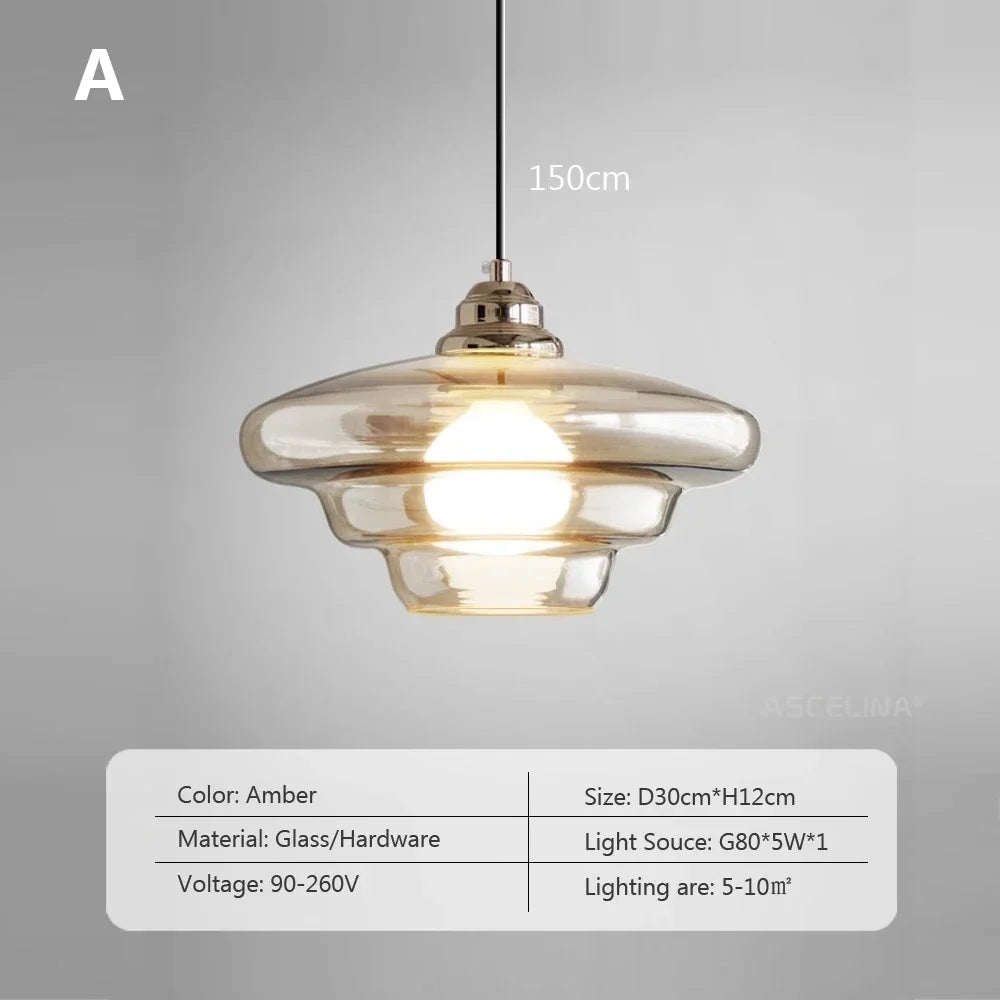 Retro pendant light in glass plated for modern decoration - One / Warm Light