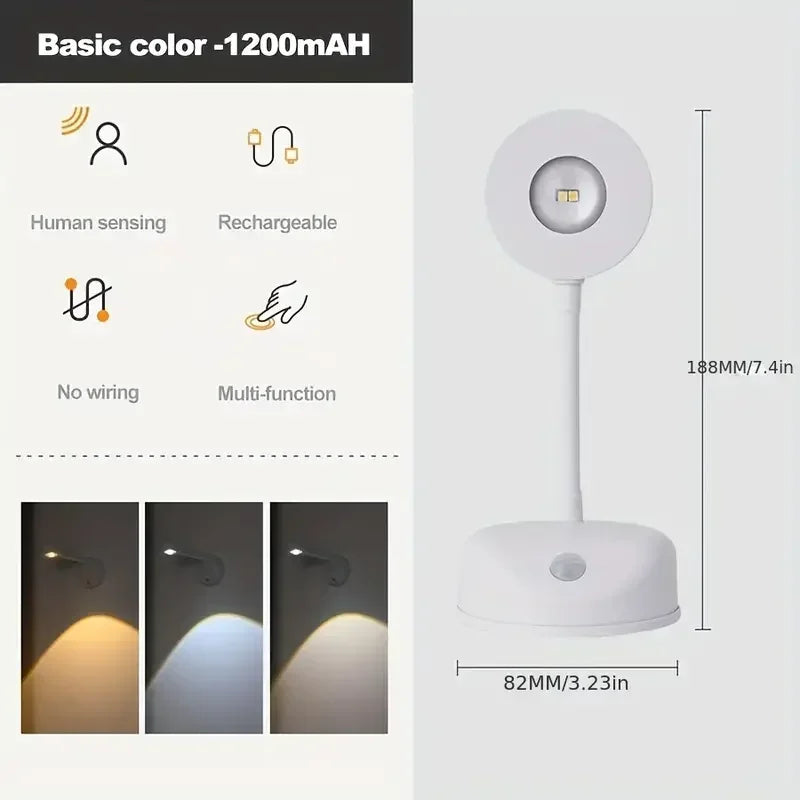 Wireless smart wall sconce with human detection and variable intensity - White