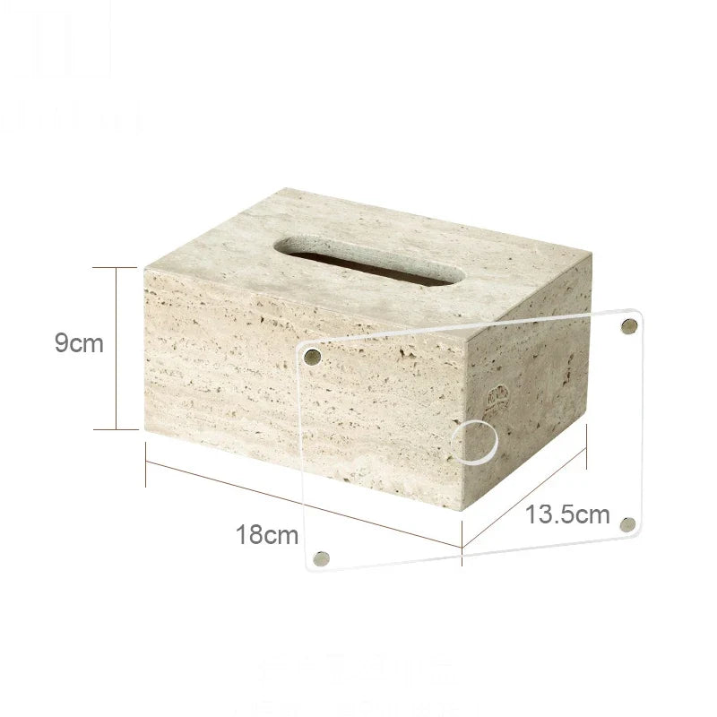 Elegant set of accessories in travertine for the bathroom - Tissue box A