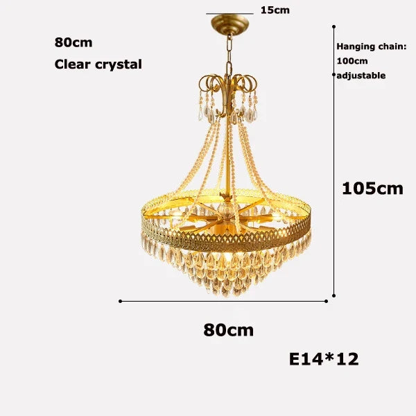 Crystal led chandelier in the shape of water drop 2024 for elegant lighting - Warm light / 80cm clear