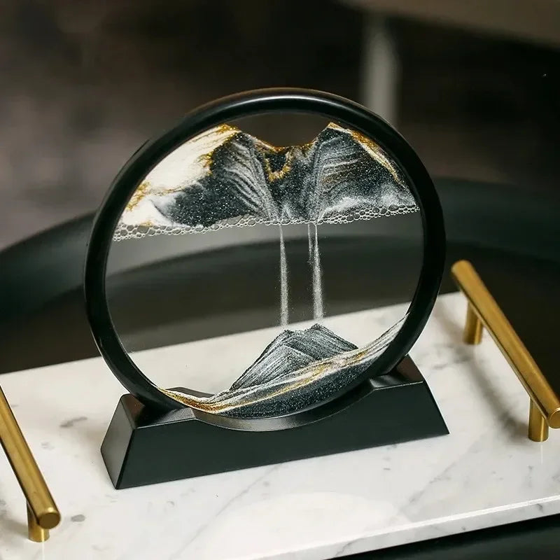 Glass hourglass 3d sand landscape in motion artistic decoration - view 3
