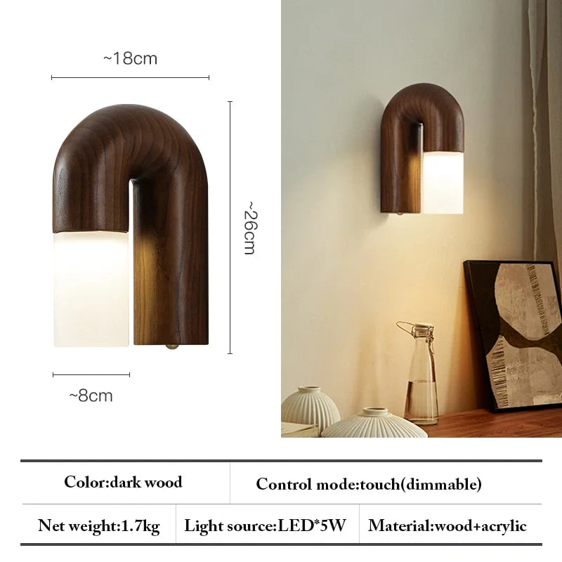 Vintage wooden and acrylic wall sconces for interior decoration - Dark Wood 1 / Gradable | 5 W