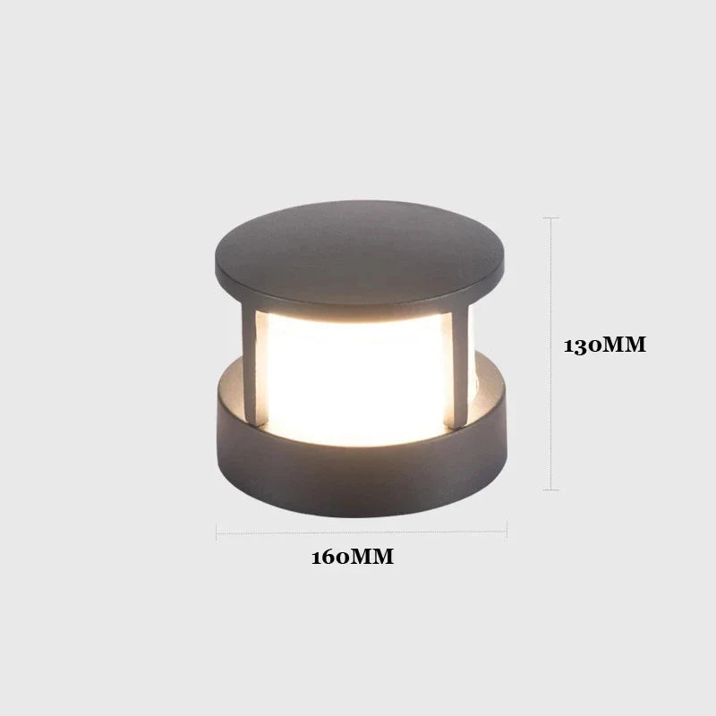 (WECUS) Nordic Garden Villa Pillar Light, Outdoor Courtyard Wall Light, Outdoor Waterproof Landscape Lawn Light - style 2 / Sand black / CHINA|warm light 12W