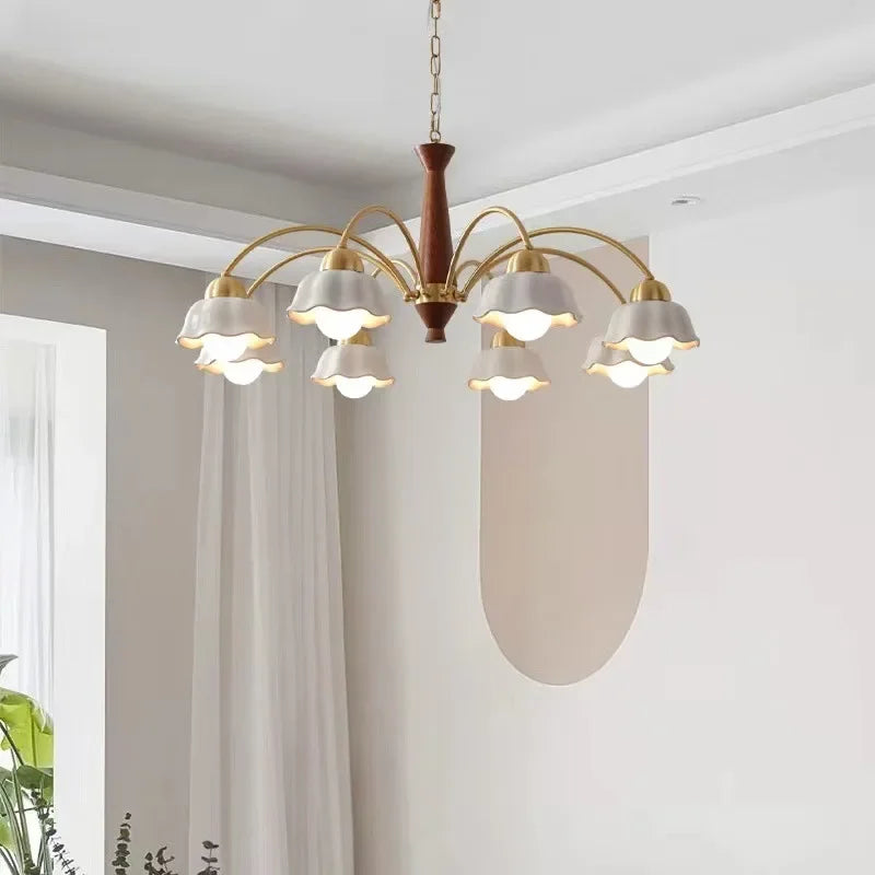 Modern chandelier in ceramic flower for contemporary interior - view 4