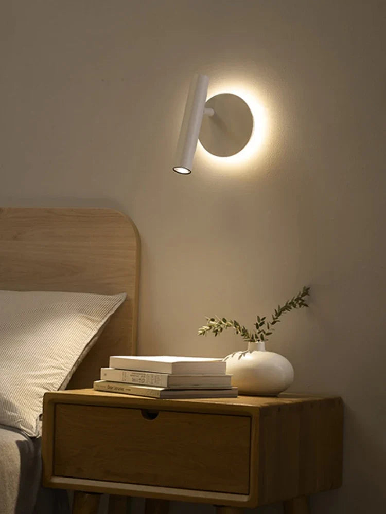 Modern minimalist wall sconce with double rotating light source - view 3