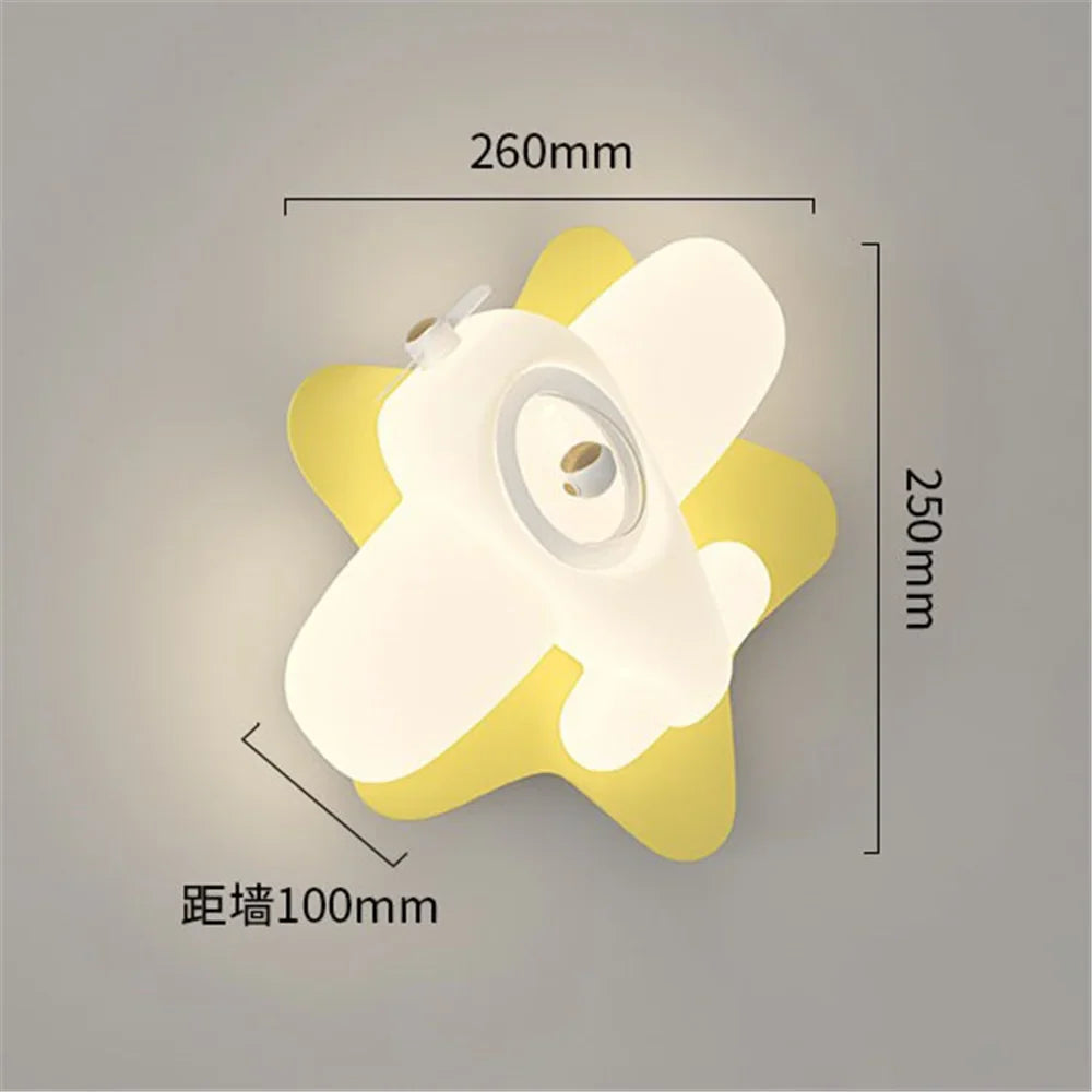 Led wall sconce in the shape of an airplane or a children's star - C
