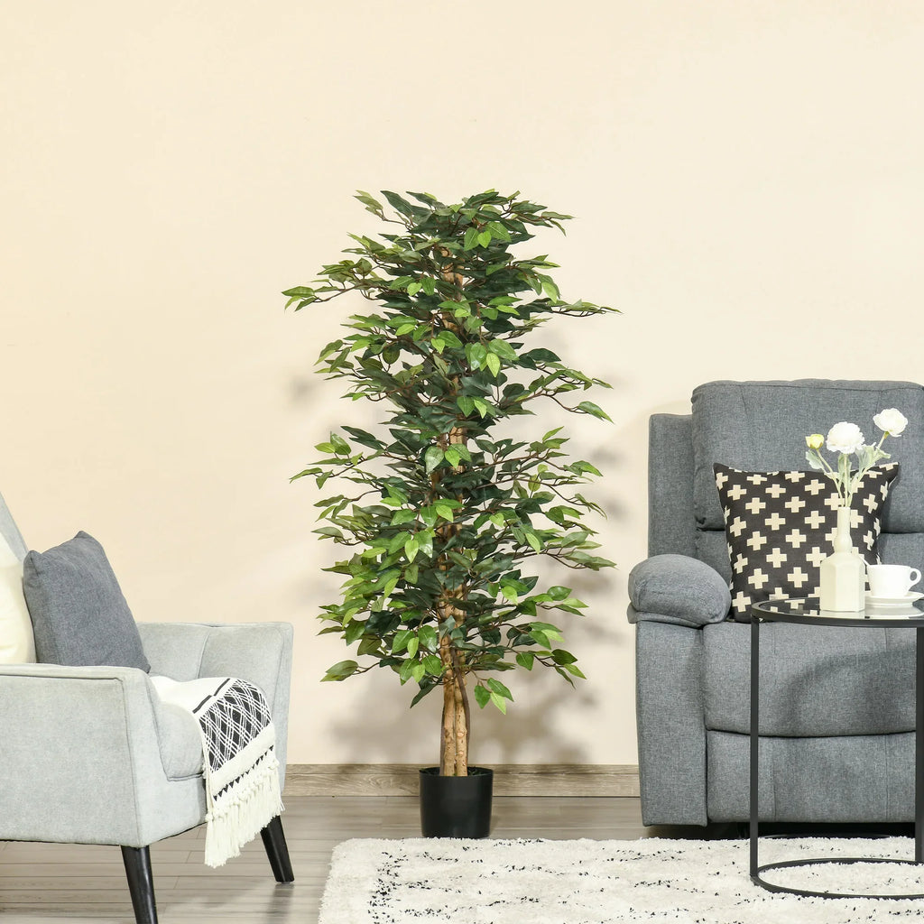 Artificial ficus with logs pots and 1008 green leaves - view 3