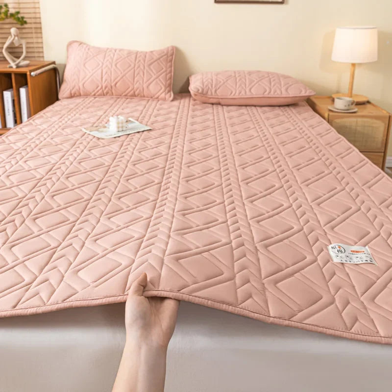 Padded bedding in soy cotton for soft bed - 1200x2000mm(4 pieds) / Pink