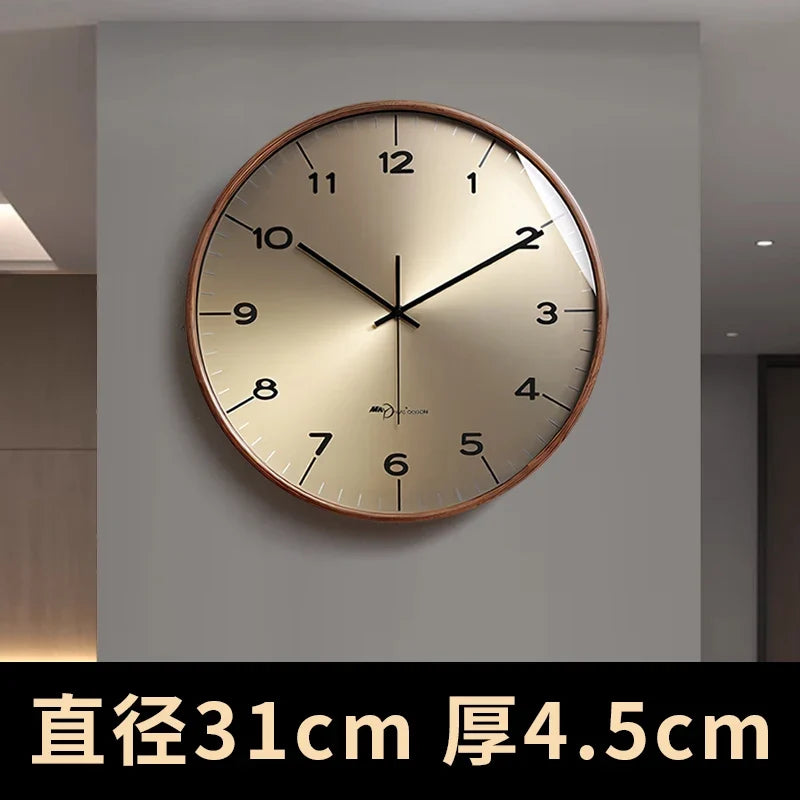 Modern wall clock in solid wood for interior decoration - 31 cm