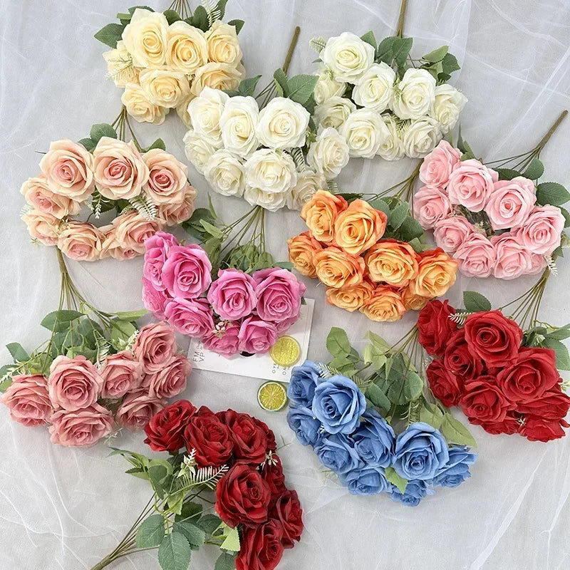 Bouquet of artificial silk rose wines for wedding decoration - view 5