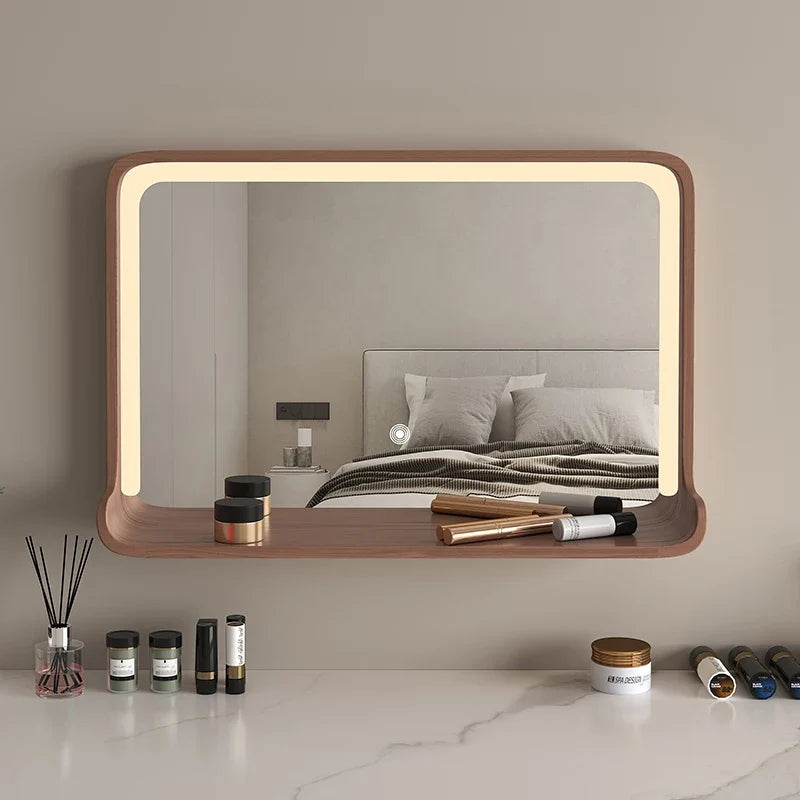 Solid wood mirror with led lighting and wall mounting - view 4