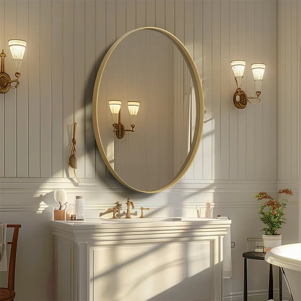 Brushed gold mirror with decorative metal frame - view 4