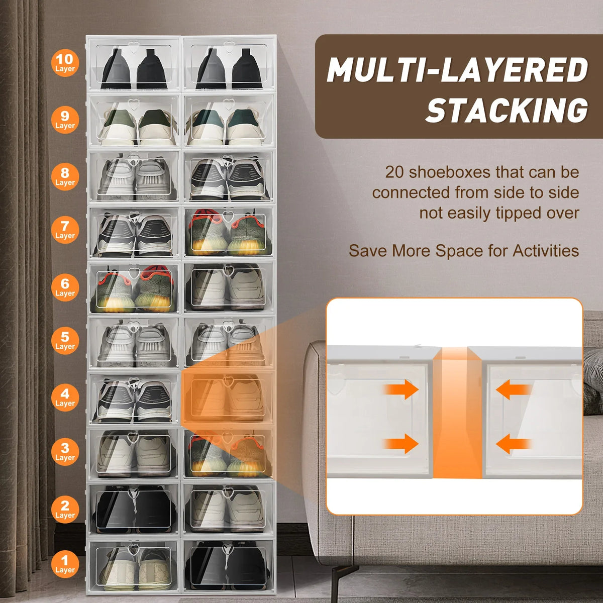 20 plastic folding organizers for shoes - view 2