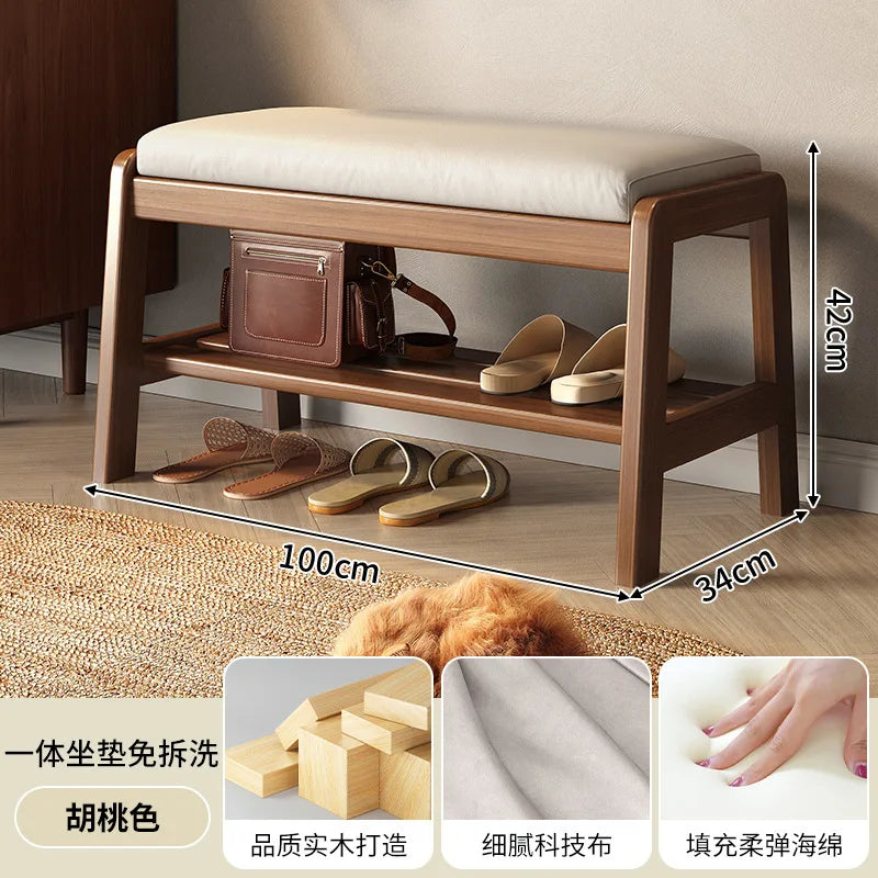 Solid wood shoe bench for practical storage - view 3