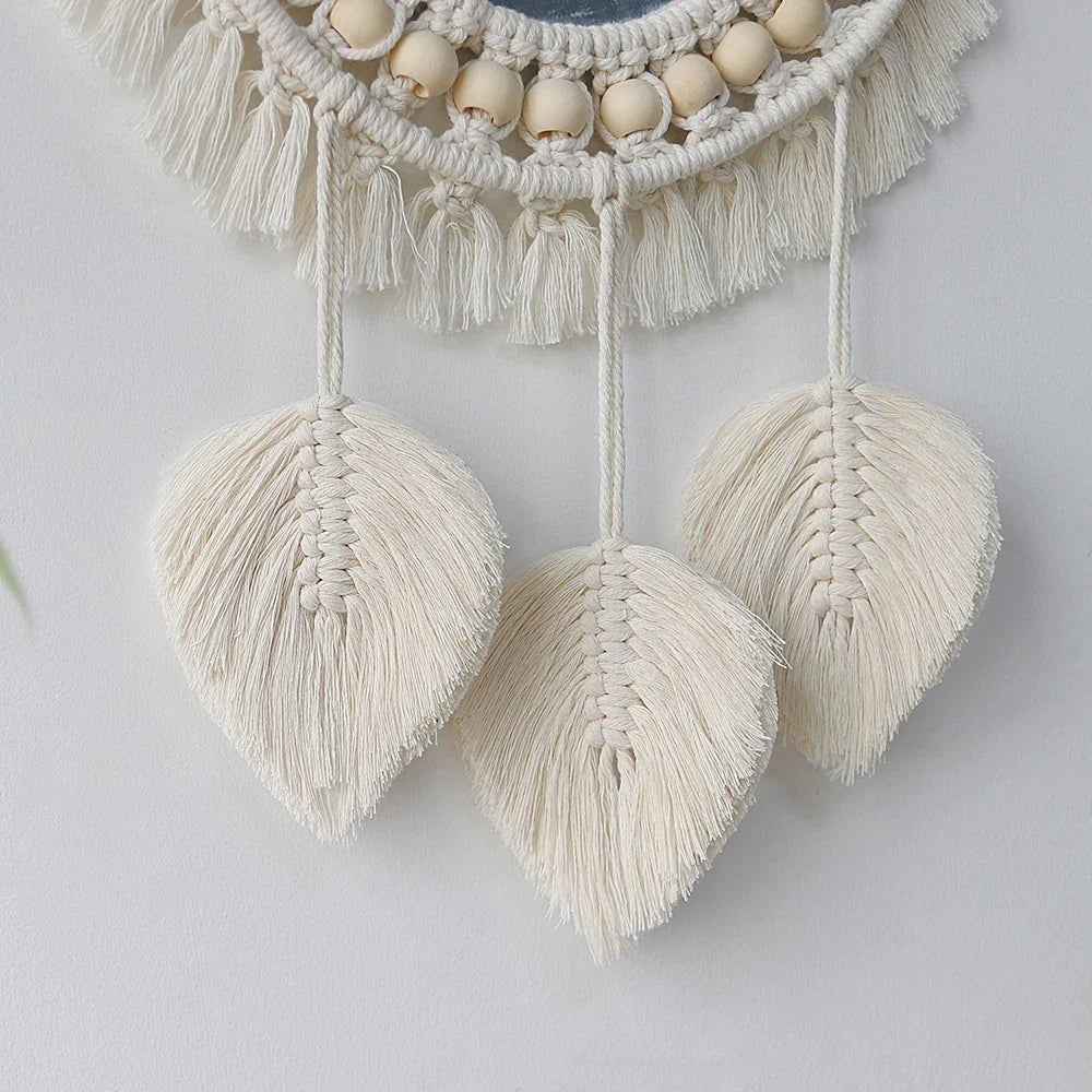 Bohemian Macrame Wall Mirror, Handwoven Cotton Rope - view 3