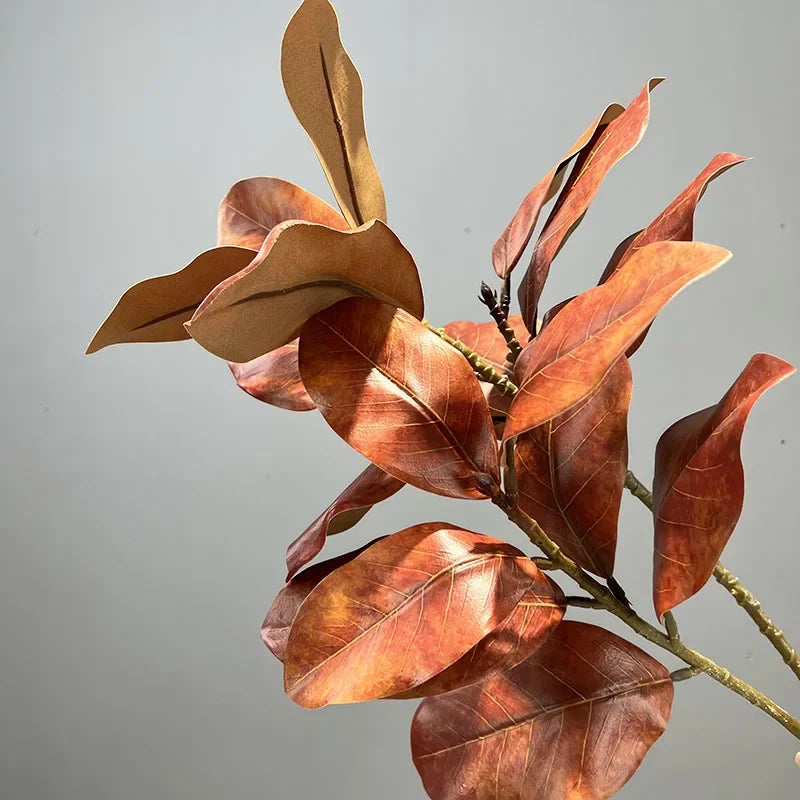 Artificial green plants decoration garden branch of magnolia - Orange Red