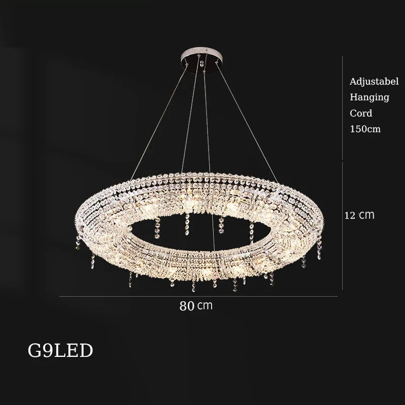 Refined Decorative Crystal Chandelier for Interiors - Warm light / L80cm A
