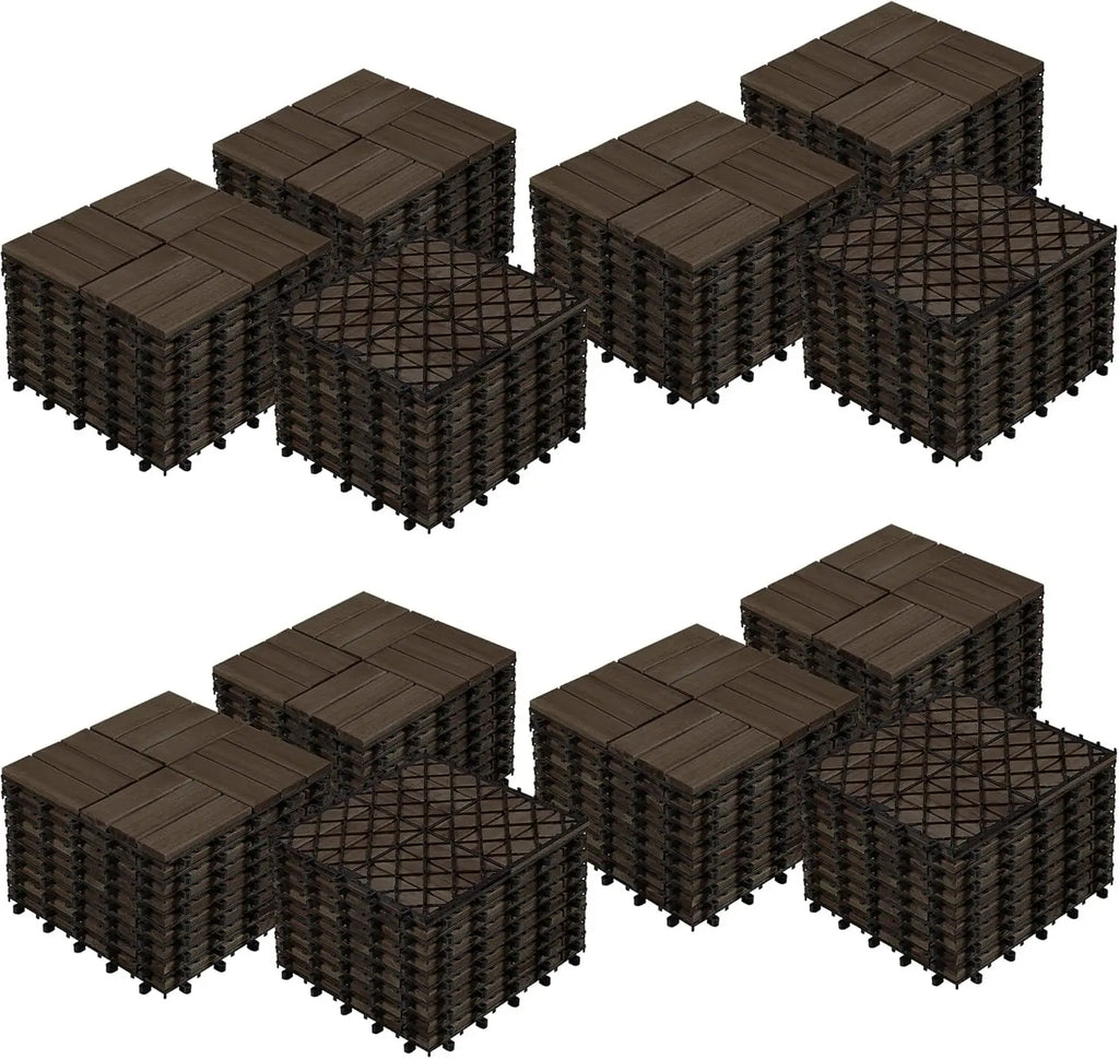 5 cm Acacia Wood Interlocking Deck Tiles Waterproof