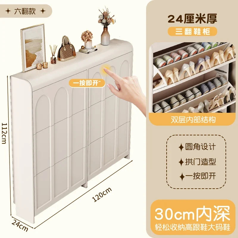 Modern wooden shoe cabinet with little bulky Nordic design - 120x17x112cm
