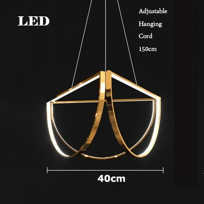 Chandelier led minimalist with variable intensity trend interior lighting - Dimmable / Dia40cm / Gold frame