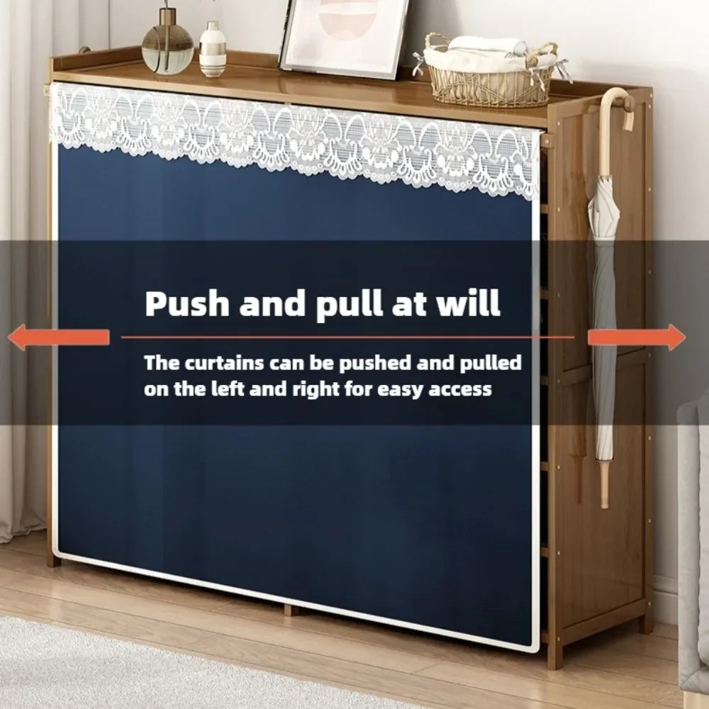 Multi-storey shoe shelf with dust-proof curtain - view 4