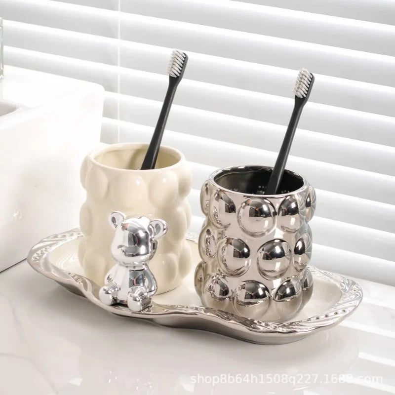 Set of ceramic cups for luxury lovers bathroom accessories - view 2