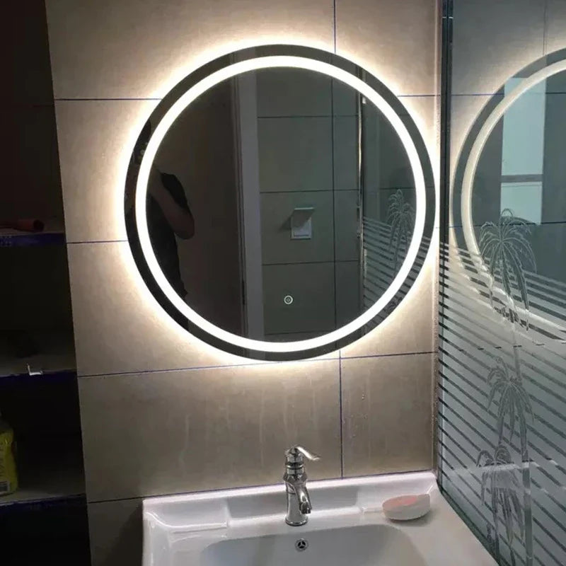Smart LED Bathroom Mirror, Round Mirror Surface, Wall Mounted Makeup Mirror, Touch  Adjust Brightness, Safer Gift Box Packaging - view 2