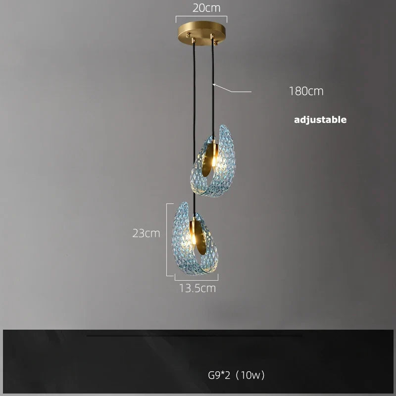 Hanging chandelier in glass crystal modern lighting for interior - Warm light / 2 light