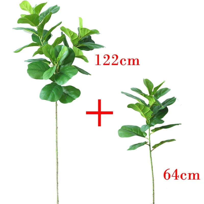 Tropical plastic tree with large branches for interior decoration - 122cm and 64cm