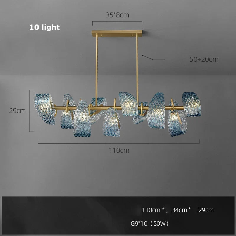 LED crystal glass chandelier for elegant lighting - Neutral light / 110cm