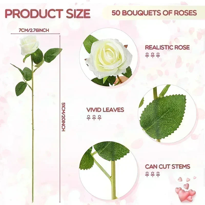 50 artificial silk rose wines for decoration and festive events - view 2
